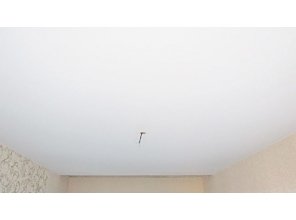 Бесшовный матовый натяжной потолок в гостиную 17,9 м2