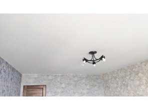 Монтаж потолка в гостиной 19 м2 с использованием пленки VIPCEILING серии MONLANGE M9001 (3.50)